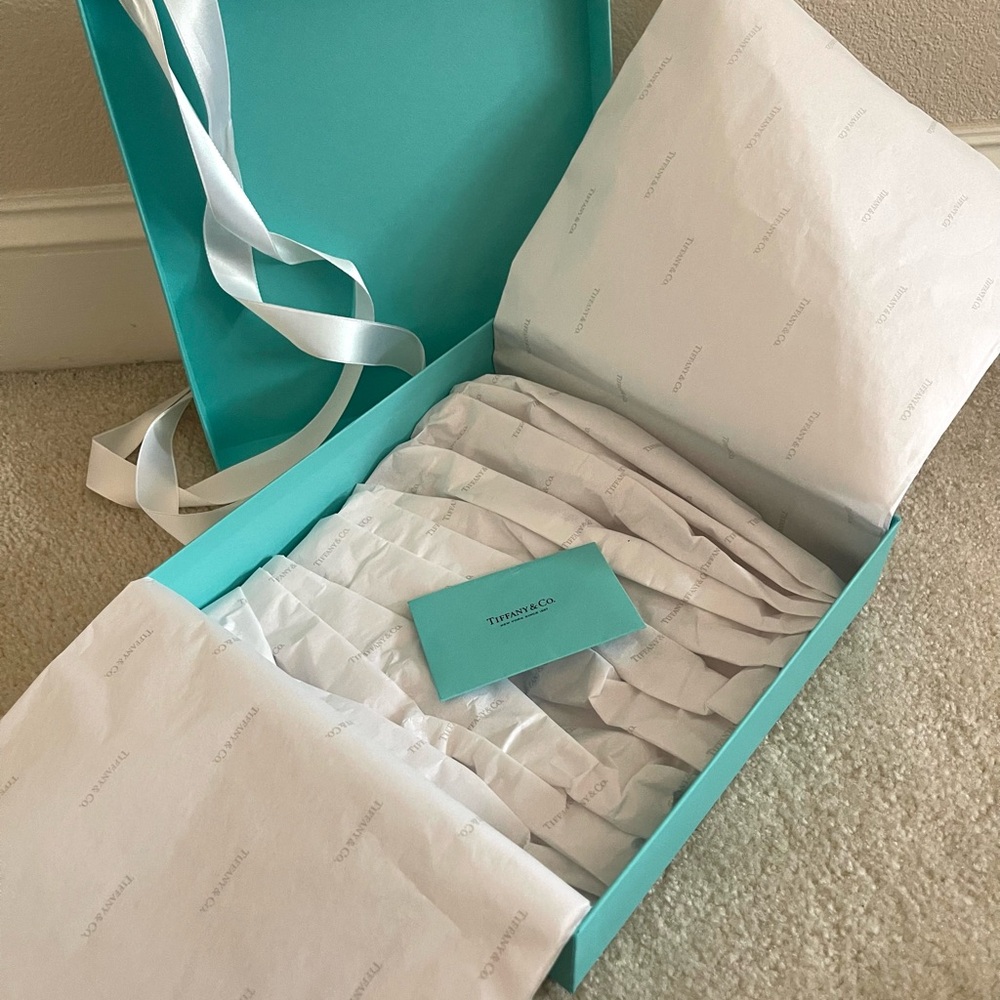 Tiffany & Co. Signature Blue Box with Card, Ribbon, and Tissue Paper